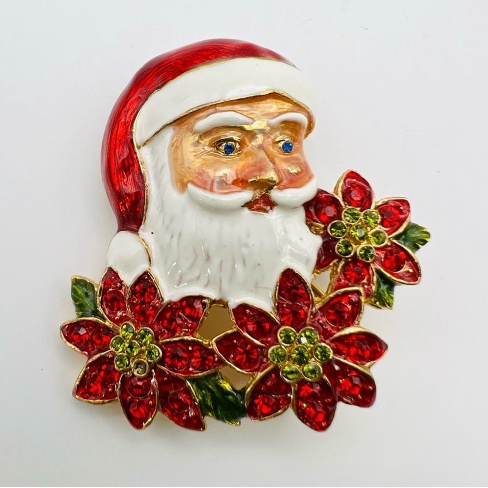 Christopher Radko enamel Santa Christmas brooch